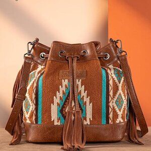 NEW! Wrangler Hobo Bags for Women Designer Aztec Bucket Purses Western Tapestry